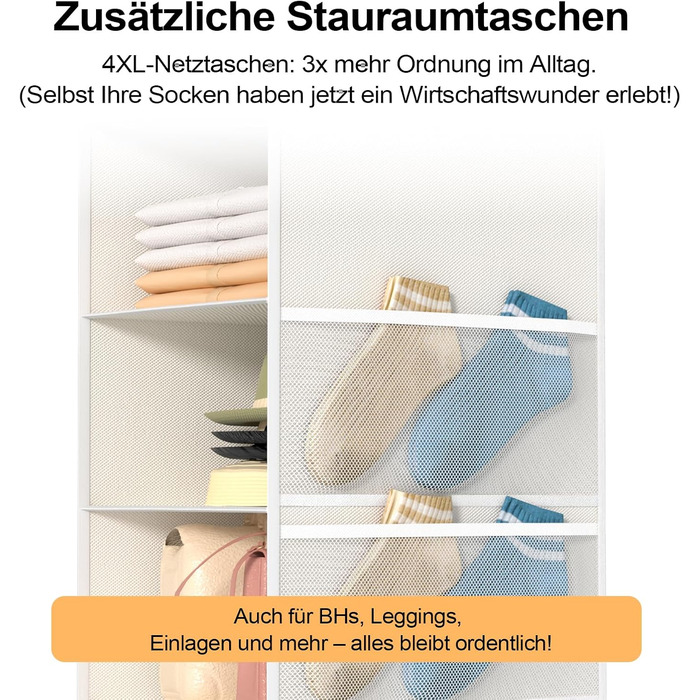 Органайзер для шафи на двері - 6 секцій, сітка, для одягу, економія місця, ідеально для студентів та кемперів