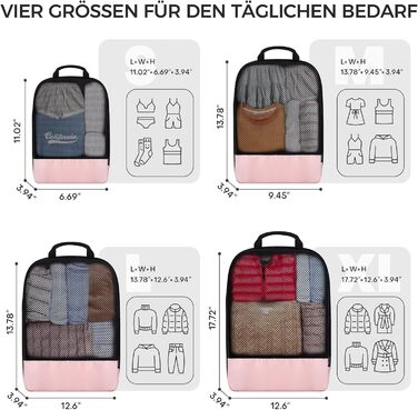 Набір кубиків для пакування багажу BAGLHER - Компактний органайзер для подорожей, рожевий