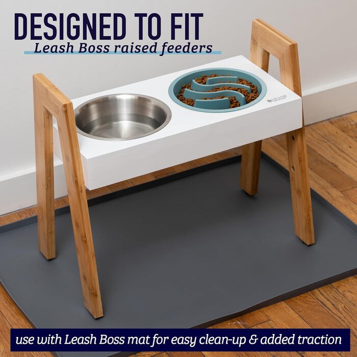 Миска Leashboss Anti Sling для собак - Лабіринт для підвищених місць годування, повільна годівниця для собак великих, середніх та малих порід (2 чашки - 19,1-20,3 см годівні отвори, сіра)