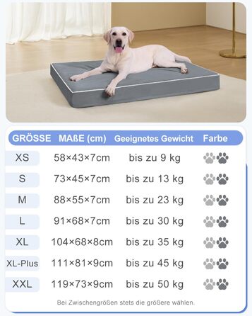 Ортопедичне ліжко для собак KSIIA, великі породи, 104x68x8 см, знімний килимок, легко миється, сірий колір