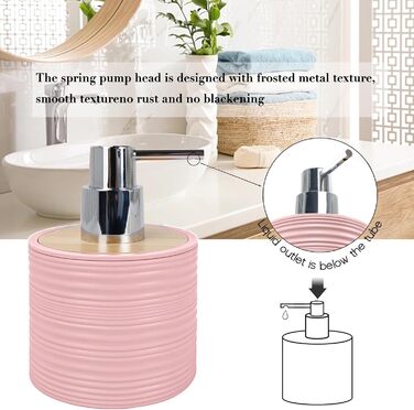 CERBIOR Набір аксесуарів для ванної кімнати, бамбуковий комплект з 6 предметів, включає дозатор для мила, тримач для зубних щіток, стакан для зубних щіток, мильниця для декоративної поверхні, подарунок на новосілля, Sriral (Рожевий)