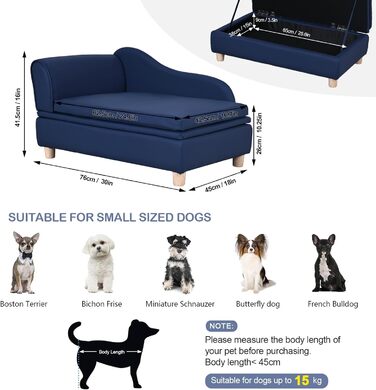 Софа для собак та котів Yoonnie room з PU-шкіри з місцем для зберігання, з дерев'яним каркасом, з подушками, для цуценят та котів (Перловий білий)