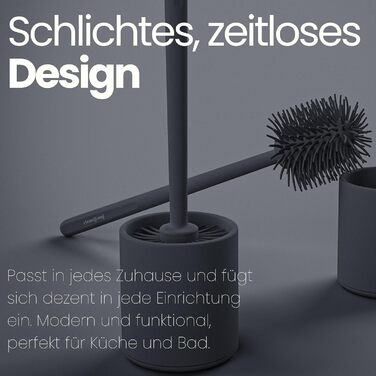 Щітка для унітазу Cleangang® з тримачем, силіконова, комплект - унітазна щітка, антрацит