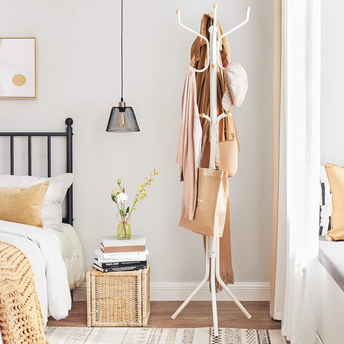 SONGMICS 182 cm (5.97 ft) Height Wardrobe Rack, Stable Metal Clothes Rack, Wardrobe, White, RCR19W