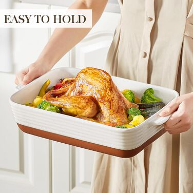 MALACASA Набір форм для запікання TARA, 3 шт. з кераміки, для лазаньї, тірамісу та запіканок | Форми для випічки, стійкі до подряпин, підходять для мікрохвильової печі та миття в посудомийній машині