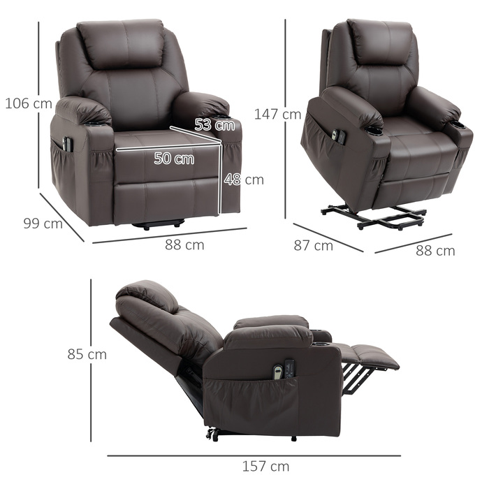 HOMCOM Electric TV Lift Chair with Assistance, 330 lbs, Brown