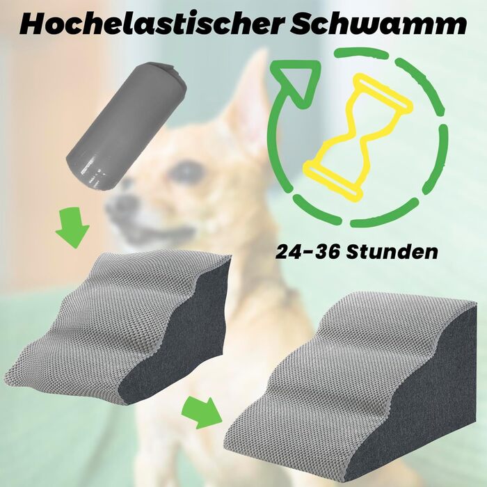 WGYTECH 4-Step Dog Stairs, Pet Staircase for Sofa and Bed, High-Density Sponge Dog Stairs, Washable Cover & Non-Slip Bottom, Dog Ramp for Dogs and Cats, L72xW40xH50cm (3-Step, 30cm High)
