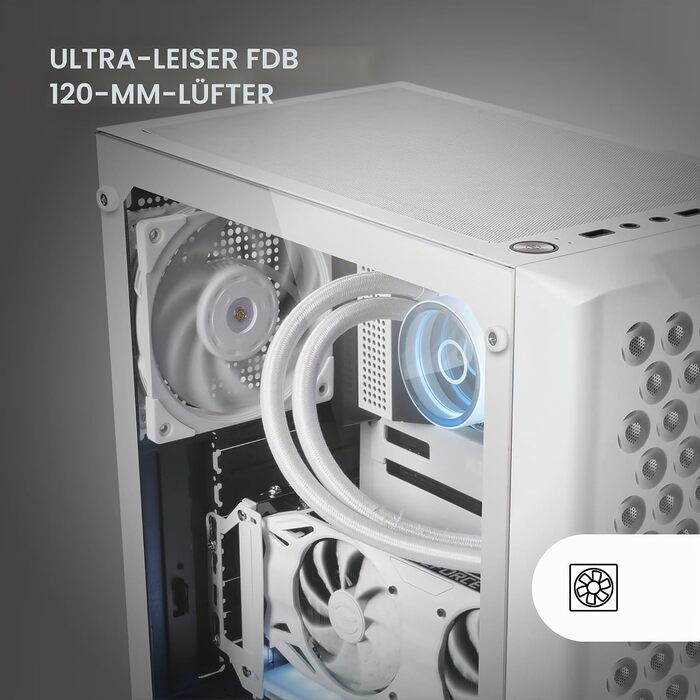 Ігровий корпус Mars Gaming MC-iPRO ATX, 3D-Mesh передня панель, загартоване скло, 120мм FDB вентилятор, підтримка рідкого охолодження, Білий
