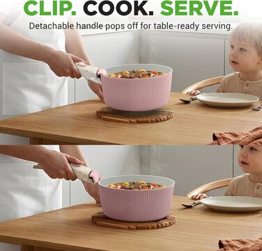 Набір посуду NutriChef 18 предметів з керамічного покриття, знімні ручки, без PTFE, антипригарний, економний, для духовки та плити, колір кремовий