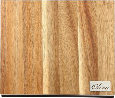Magnetic knife block made of solid acacia wood, 3.80 cm thick, with a stainless steel base, magnetic knife holder for up to 6 knives, wooden knife storage, kitchen knife block without knives