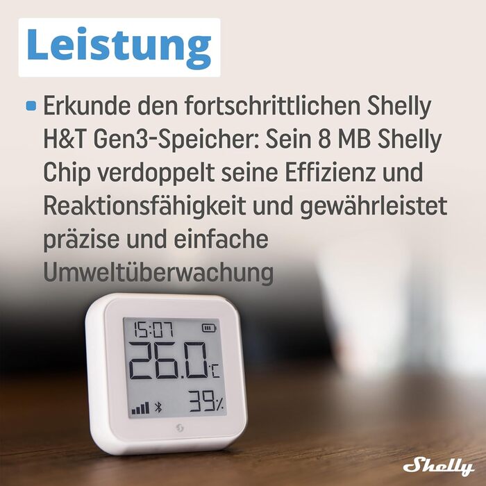 Shelly H&T Gen3 Ivory | Wi-Fi Smart Temperature and Humidity Sensor | Remote Control | Smart Scenes | Notifications | Data Logging | No Hub Required | Alexa & Google Home