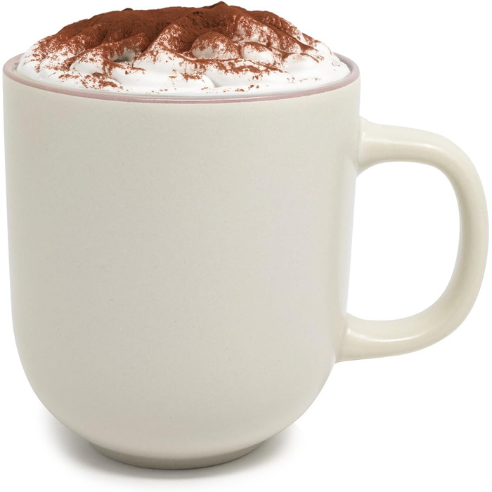 Набір керамічних кавових чашок Com-Four® 6 шт. 350 мл: чайник для гарячих та холодних напоїв, сучасний дизайн, кольорові чашки з ручкою (блакитний/зелений/сірий), 12 шт. (бежевий/рожевий)