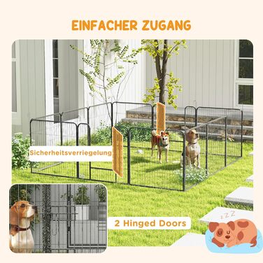 Летворешітка для цуценят PawHut 12-секційна з 12 грат, захисний тент, 80 см, для собак, котів, цуценят, для дому та вулиці