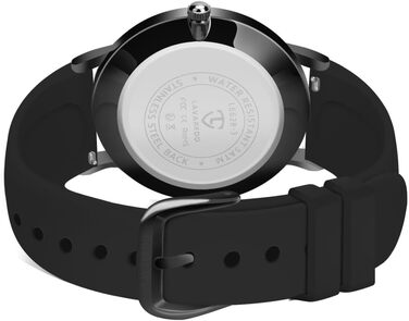 Жіночий годинник Flache з кварцовим механізмом, аналоговий дисплей, шкіряний/силіконовий ремінець, дата, 39 мм, чорний