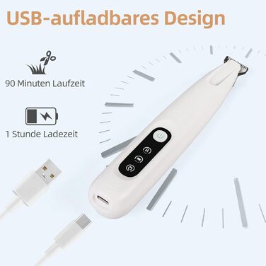 Триммер для собак ALL FOR PAWS з LED-підсвічуванням – 18 мм, тихий (35 дБ), водонепроникний (IPX4), USB, для догляду за лапами, вухами, обличчям та спиною