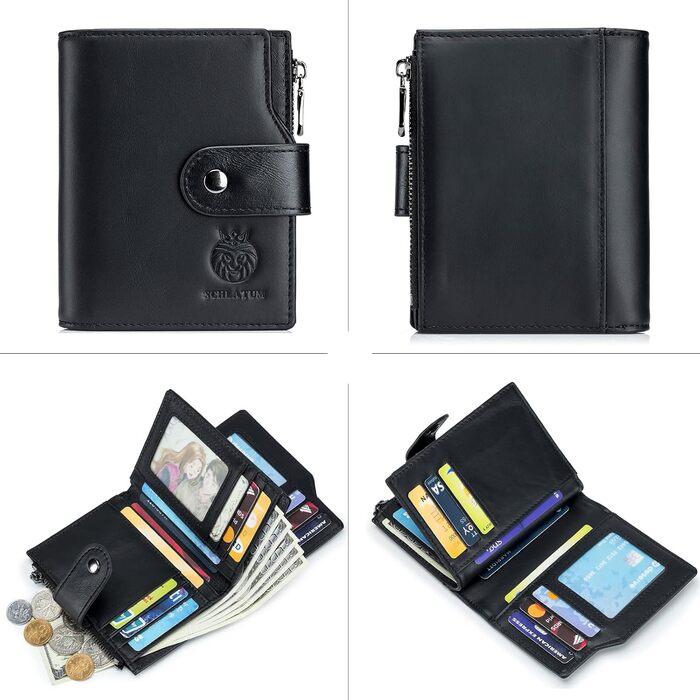 MsiDtsoy Leather Wallet for Men, with RFID Protection, Genuine Leather Wallet for Men, Wallet, Purse, Leather Wallet in Portrait Format, Vintage Genuine Leather Wallet with Gift Box