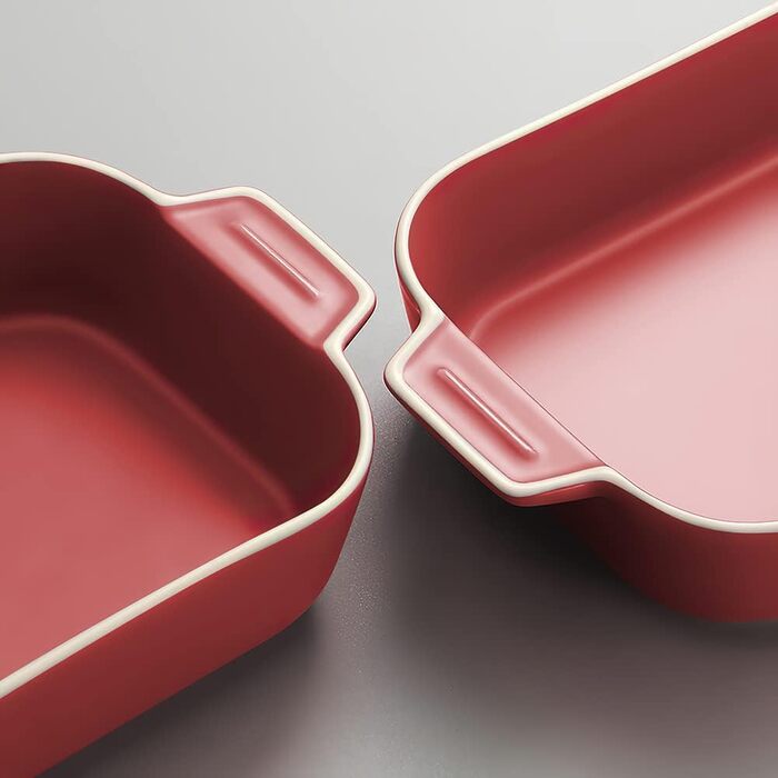 Форма для лазаньї, 2 шт., 22 x 12 см, керамічна прямокутна форма для запікання з ручкою, блакитна, для духовки