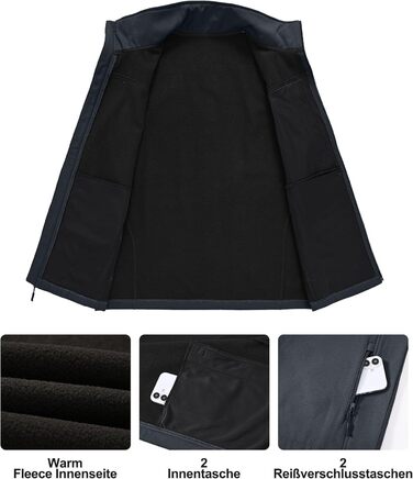 Чоловіча куртка Weste Outdoor з софтшелла, водонепроникна та вітронепроникна, з флісовою підкладкою, для походів, сіра (M)