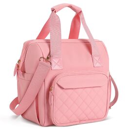 Сумка-холодильник 20 л, рожева: ізольована сумка-ланчбокс з PEVA-підкладкою, кілька відділень та плечовим ременем для роботи, школи, авто, пікніка