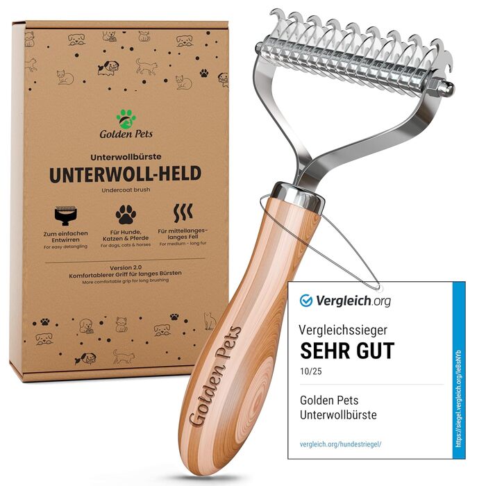 Щітка для підшерстка собак та котів, бамбукова, M-L | TESTURTEIL SEHR GUT