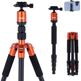 Штатив Rollei Compact Traveler No.1 Orange, 143 см, для камери та смартфона, з кульковою головкою, легкий, алюміній
