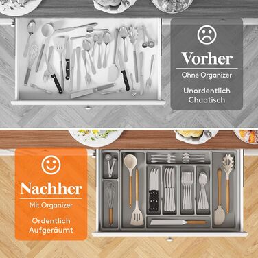 Органайзер для столових приборів Lifewit, 51.6x42 см, для 60 приборів, знімний тримач, пластик