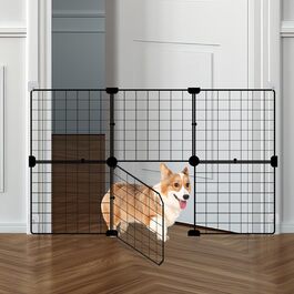 Ворота для сходищ, огорожі для домашніх тварин, ворота для собак, дротяні ворота, загородження для собак, портативне собаче вольєр для маленьких собак з сіткою (90 x 60 см) (6 шт.)