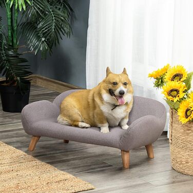 Софа для собак PawHut, скандинавський стиль, сіра, 72 x 44 x 31 см