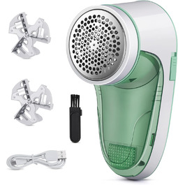 Електричний видалення ворсу для одягу, бездротовий, з USB-кабелем, змінна насадка, для пуловерів та вовняних виробів (зелений)