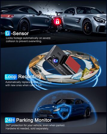 Відеореєстратор у машину 4K Dual Dashcam з CPL фільтром, 360°, WiFi, IPS, Нічне бачення, G-сенсор, Паркувальний режим, 64GB SD карта