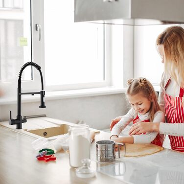 3-х стороння кухонна змішувач з поворотним гусаком 360°, 2 функції (з душем), 3 в 1, для фільтрів, з нержавіючої сталі та латуні, чорний