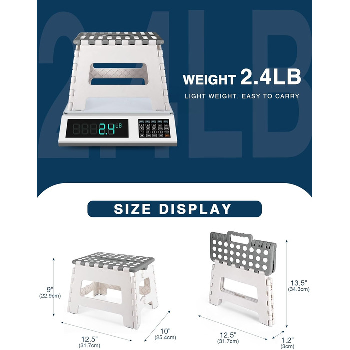 Складний стілець HOUSE DAY 22см, сірий та білий - для дому, кемпінгу, пікніка, дітей