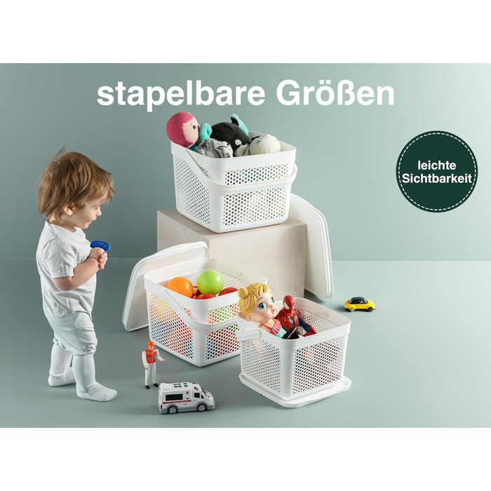 Універсальний кошик для зберігання з кришкою 8л x3, білий, для іграшок, білизни, ванної, кухні, органайзер, кошик для Великодня