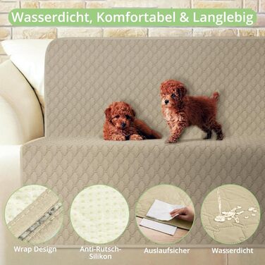 Водонепроникний килимок для собак, килимок для котів, антиковзкий, міцний, для захисту дивану, ліжка, автокрісла, можна прати в пральній машині (172 x 208 см, Хакі, M (137x208 см))