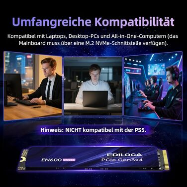 SSD накопичувач EN600 PRO 2TB PCIe 3.0x4 NVMe M.2 2280 - 3500 MB/s, 3D NAND TLC, SLC-кеш, для ПК, ноутбуків та десктопів