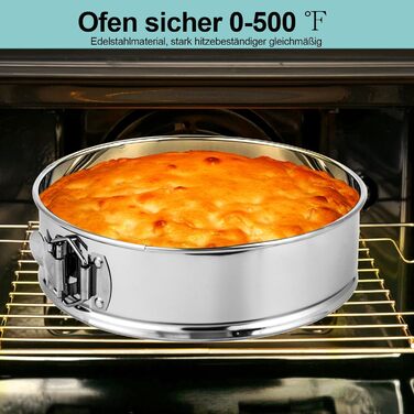 Форма для випічки Hikaproligt з нержавіючої сталі, діаметр 26 см, кругла, з антипригарним покриттям, не протікає, з силіконовим захистом, знімний дно, ідеальна для чізкейків, форма для випічки тортів 25 см