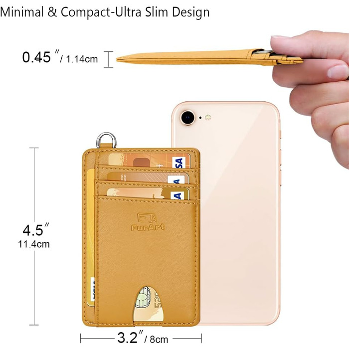 FurArt: RFID-захищене картхолдер/портмоне для кредитних карток, чорний (S, жовтий)