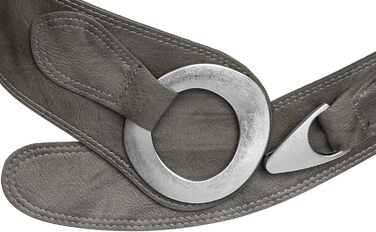 Жіночий широкий ремінь Caspar GU243 з крутою металевою пряжкою, 115 см, сірий