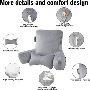 Підлогове/ліжкове крісло-подушка для читання Suewidfay, 90x80 см, з підтримкою спини та шиї