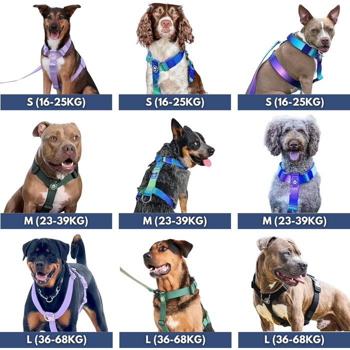 Шлейка для собак Spark Paws No Pull для великих порід, регульована, з фронтальною застібкою, Y-подібна, міцна, розмір L (36-68 кг), колір Пастельний Лавандовий