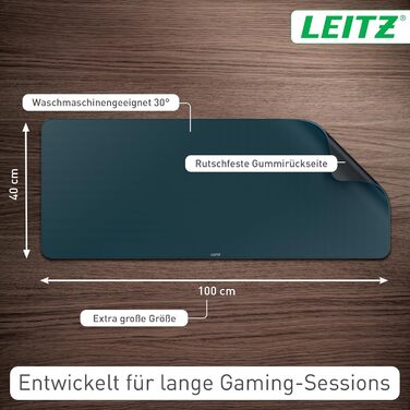 Leitz Великий килимок для миші для геймінгу, сірий, 100 x 40 см. Нековзне покриття, точне відстеження миші, легко миється. Підходить для офісу, дому та геймінгу.