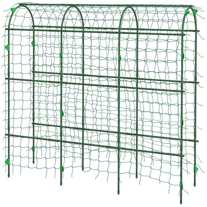 Outsunny Climbing Plant Trellis Support, Adjustable Obelisk, Plant Grid with Net, Plant Frame Steel Green 43 x 182 x 183 cm for Garden Balcony