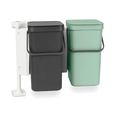 Сміттєвий кошик Brabantia Sort & Go з кришкою 16 л (світло-зелений), компактний контейнер для сортування відходів з ручкою