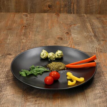 Набір посуду MamboCat Panther 18 предметів чорного кольору (матова кераміка) для 6 осіб: 6 тарілок для їжі, 6 супових тарілок 420 мл, 6 десертних тарілок