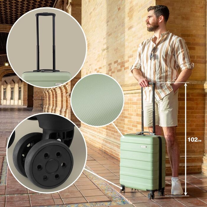 Чемодан ручної об'єм Cabin Max Anode 55x40x20 - Чорний, 40L, з коліщатами та замком