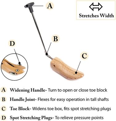 FootFitter Premium High Heel Boot Stretcher 2.5 cm – 7.6 cm – Professional Choice for High Heels and Boots