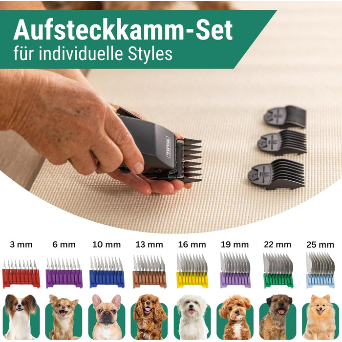 Професійна собача машинка Moser Arco Pro Agrarzone Edition: 2 акумулятори, набір гребенів, триммер для собак, котів та догляду за тваринами