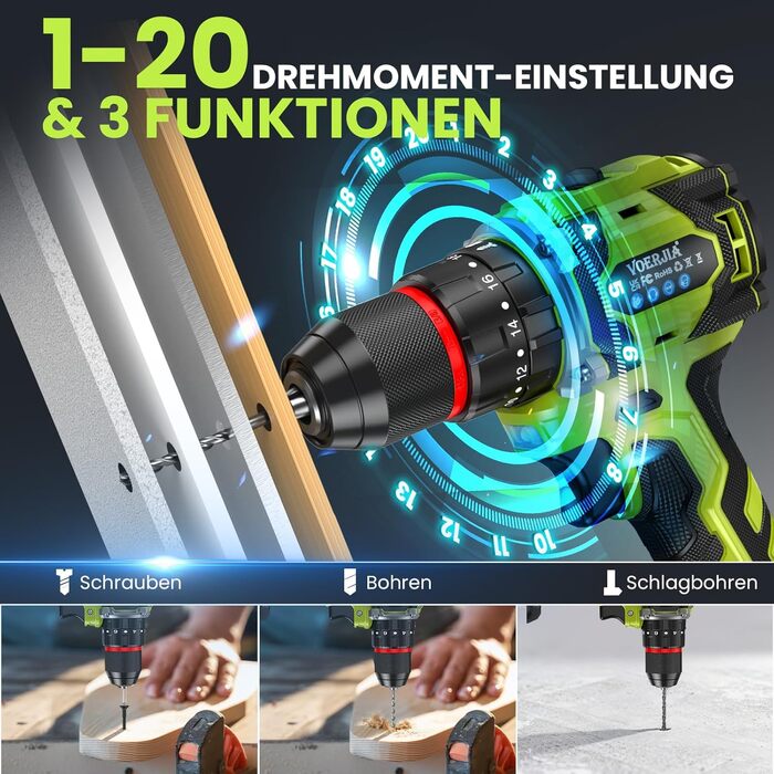 Акумуляторний дриль-шуруповерт 21V з набором аксесуарів (29 шт), безщітковий двигун, 2 акумулятори 2000 mAh, LED-ліхтар, 2 швидкості