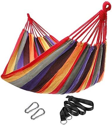 Гамак SONGMICS для двох осіб 210x150 см, до 300 кг, червоно-жовтий (GDC15C) - для тераси, балкону, відпочинку на природі