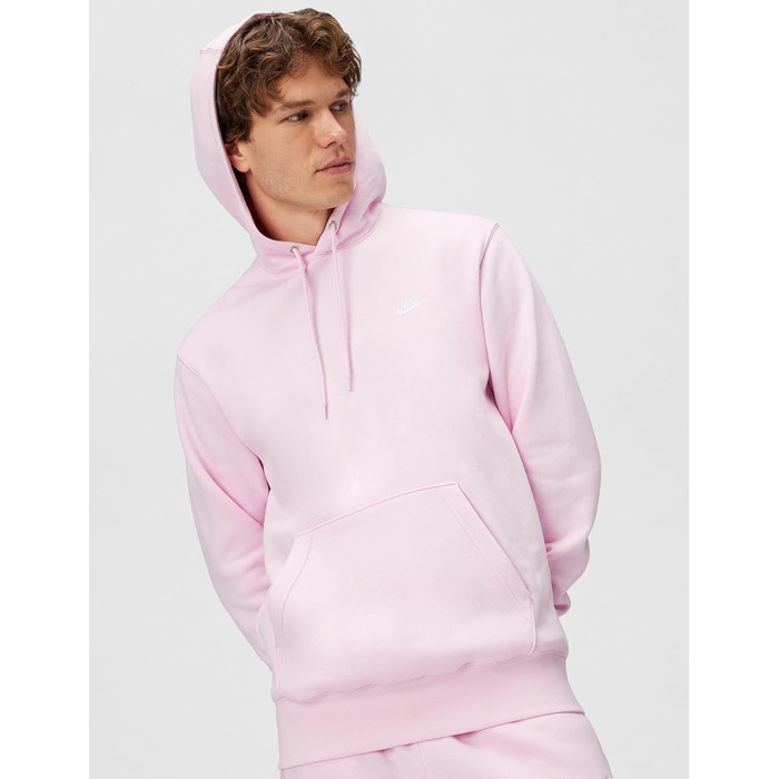 Чоловіча толстовка Nike Sportswear Club Fleece Hoodie з каптуром, рожева (Pink Foam), BV2654, розмір S Tall